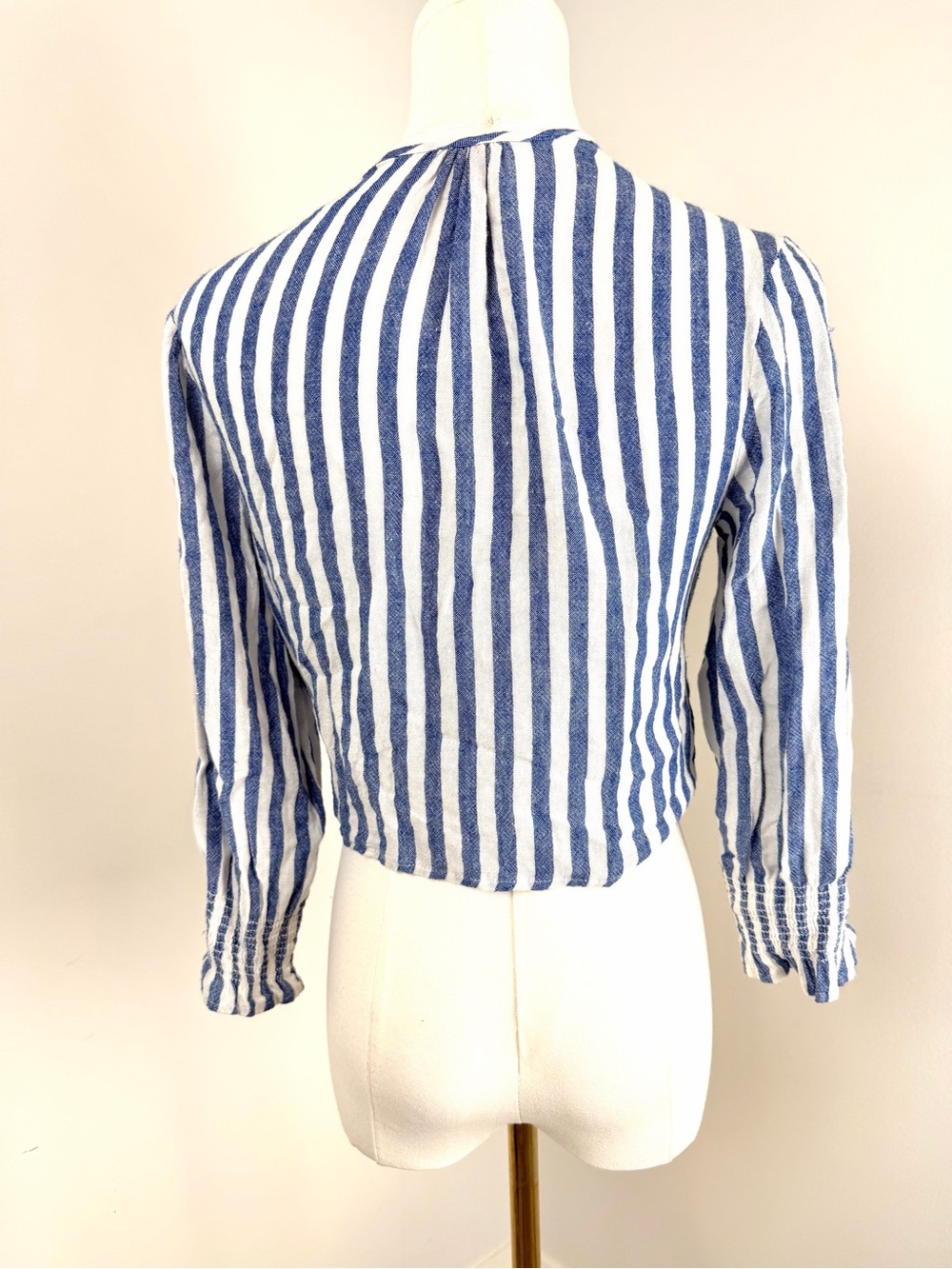Rails Raquel Echo Stripe Linen Blend Wrap Top Blue and White Stripe Wrap Top XS - Picture 5 of 11